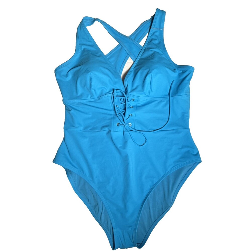 Shapellx Swimsuit Womens XXL Corset Front NWT One-Piece Electric Blue